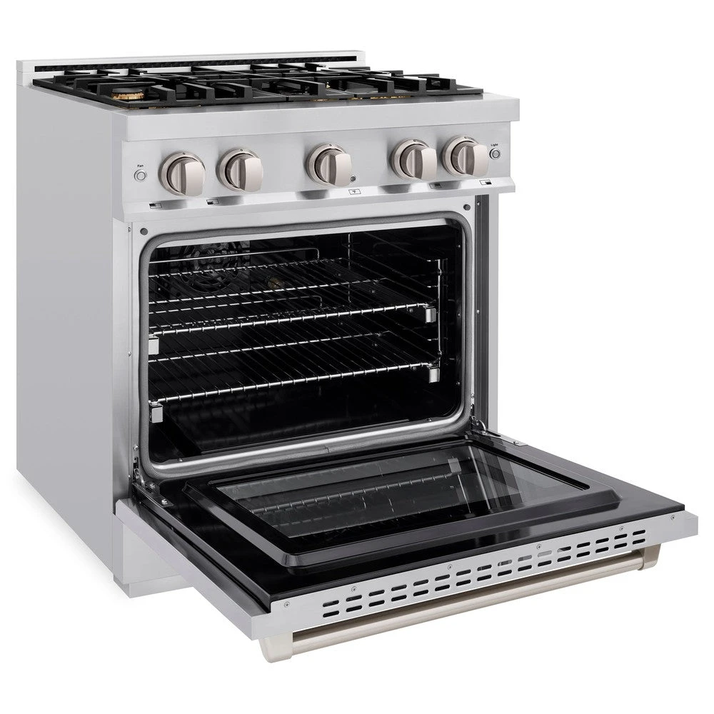 ZLINE 30 In. 4.2 Cu. Ft. Select Dual Fuel Range With Gas Cooktop And Electric Convection Oven In Stainless Steel With 4 Brass Burners (HDR-BR-30)(Zline 30 Select Dual Fuel Range Stainless Steel Brass Burners Hdr Br 30) 4 ZLINE 30 In. 4.2 Cu. Ft. Select Dual Fuel Range With Gas Cooktop And Electric Convection Oven In Stainless Steel With 4 Brass Burners (HDR-BR-30)(Zline 30 Select Dual Fuel Range Stainless Steel Brass Burners Hdr Br 30) - Image 4