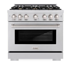ZLINE 36 In. 5.2 Cu. Ft. Select Dual Fuel Range With Gas Cooktop And Electric Convection Oven In Stainless Steel With 6 Brass Burners (HDR-BR-36)(Zline 36 Select Dual Fuel Range Stainless Steel Brass Burners Hdr Br 36) -Induction Cooktop Store zline select stainless steel dual fuel range HDR BR 36 front