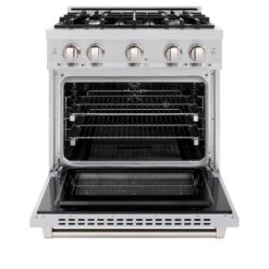 ZLINE 30 In. 4.2 Cu. Ft. Select Dual Fuel Range With 4 Burner Gas Cooktop And Electric Convection Oven In Stainless Steel (HDR30)(Zline 30 Select Dual Fuel Range Stainless Steel Hdr30) -Induction Cooktop Store zline select stainless steel dual fuel range HDR30 front open