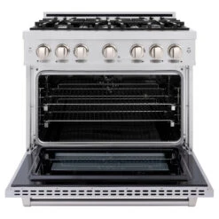 ZLINE 36 In. 5.2 Cu. Ft. Select Dual Fuel Range With 6 Burner Gas Cooktop And Electric Convection Oven In Stainless Steel (HDR36)(Zline 36 Select Dual Fuel Range Stainless Steel Hdr36) -Induction Cooktop Store zline select stainless steel dual fuel range HDR36 front open