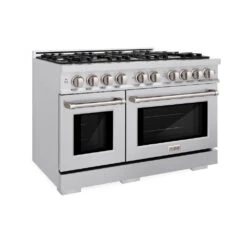 ZLINE 48 In. 6.7 Cu. Ft. Select Double Oven Dual Fuel Range With 8 Burner Gas Cooktop In Stainless Steel (HDR48)(Zline 48 Select Dual Fuel Range Stainless Steel Hdr48)