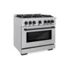 ZLINE Autograph Edition 36 In. 5.2 Cu. Ft. Select Dual Fuel Range With 6 Burner Gas Cooktop And Electric Convection Oven In Stainless Steel With Matte Black Accents (HDRZ-36-MB)(Zline Autograph Edition 36 Select Dual Fuel Range Stainless Steel Matte Black Hdrz 36 Mb)