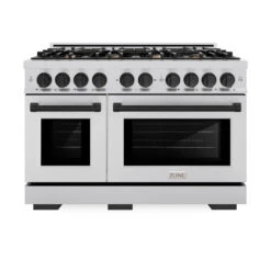 ZLINE Autograph Edition 48 In. 6.7 Cu. Ft. Select Double Oven Dual Fuel Range With 8 Burner Gas Cooktop In Stainless Steel And Matte Black Accents (HDRZ-48-MB)(Zline Autograph Edition 48 Select Dual Fuel Range Stainless Steel Matte Black Hdrz 48 Mb) 14 ZLINE Autograph Edition 48 In. 6.7 Cu. Ft. Select Double Oven Dual Fuel Range With 8 Burner Gas Cooktop In Stainless Steel And Matte Black Accents (HDRZ-48-MB)(Zline Autograph Edition 48 Select Dual Fuel Range Stainless Steel Matte Black Hdrz 48 Mb) -Induction Cooktop Store zline select stainless steel dual fuel range autograph edition matte black HDRZ 48 MB front