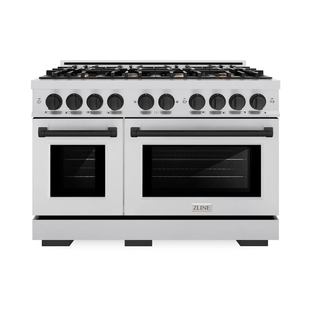 ZLINE Autograph Edition 48 In. 6.7 Cu. Ft. Select Double Oven Dual Fuel Range With 8 Burner Gas Cooktop In Stainless Steel And Matte Black Accents (HDRZ-48-MB)(Zline Autograph Edition 48 Select Dual Fuel Range Stainless Steel Matte Black Hdrz 48 Mb) 2 ZLINE Autograph Edition 48 In. 6.7 Cu. Ft. Select Double Oven Dual Fuel Range With 8 Burner Gas Cooktop In Stainless Steel And Matte Black Accents (HDRZ-48-MB)(Zline Autograph Edition 48 Select Dual Fuel Range Stainless Steel Matte Black Hdrz 48 Mb) - Image 2