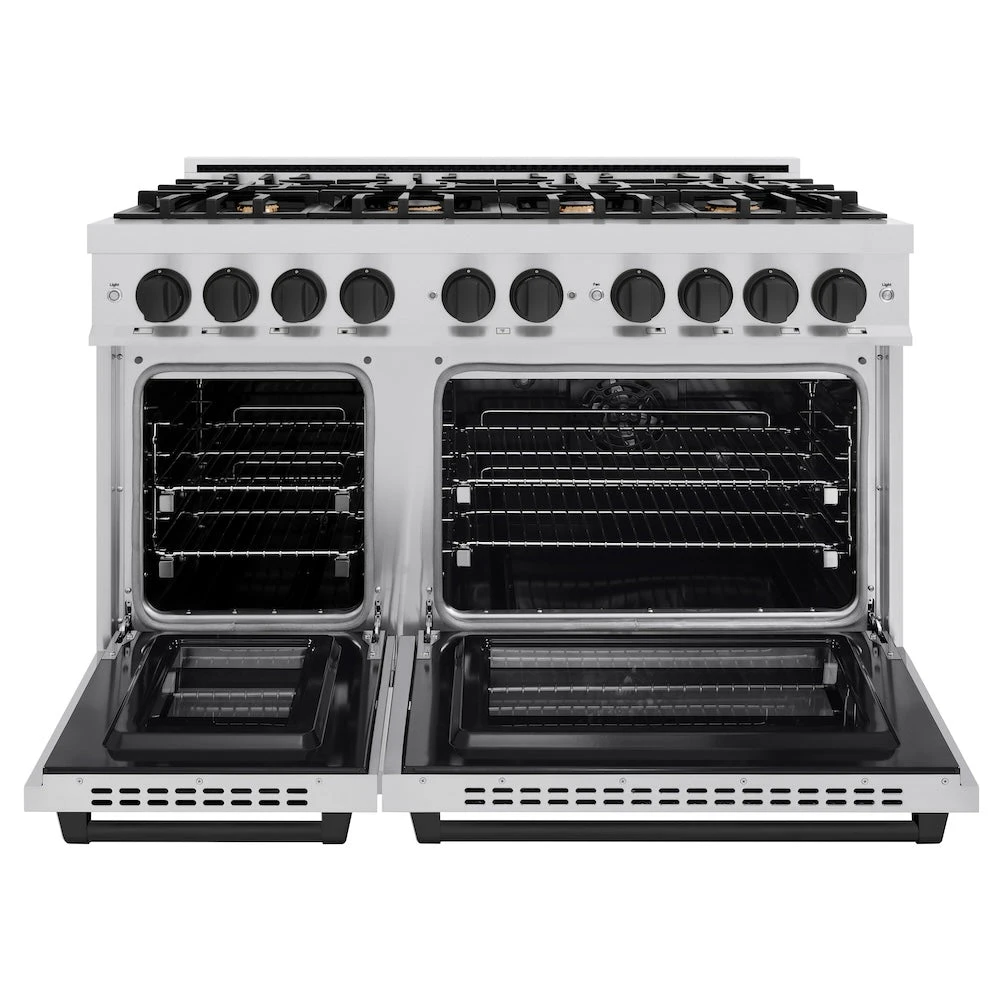 ZLINE Autograph Edition 48 In. 6.7 Cu. Ft. Select Double Oven Dual Fuel Range With 8 Burner Gas Cooktop In Stainless Steel And Matte Black Accents (HDRZ-48-MB)(Zline Autograph Edition 48 Select Dual Fuel Range Stainless Steel Matte Black Hdrz 48 Mb) 4 ZLINE Autograph Edition 48 In. 6.7 Cu. Ft. Select Double Oven Dual Fuel Range With 8 Burner Gas Cooktop In Stainless Steel And Matte Black Accents (HDRZ-48-MB)(Zline Autograph Edition 48 Select Dual Fuel Range Stainless Steel Matte Black Hdrz 48 Mb) - Image 4