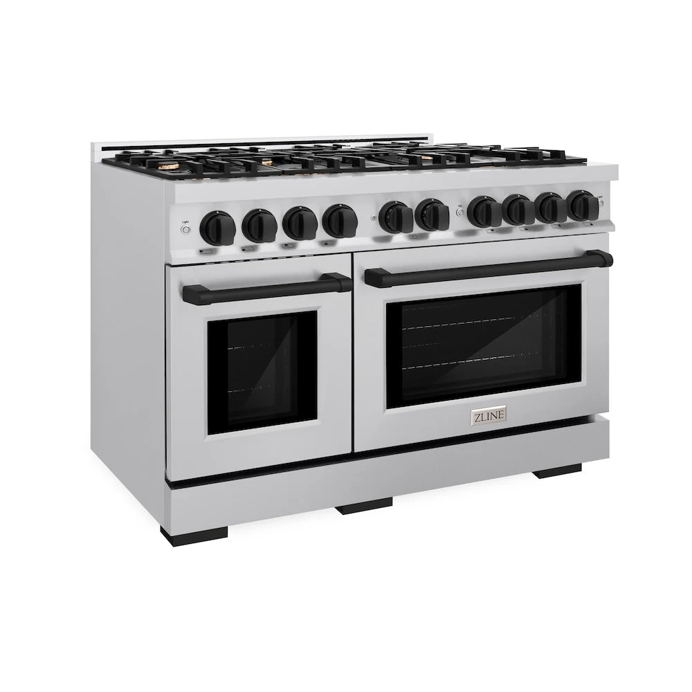 ZLINE Autograph Edition 48 In. 6.7 Cu. Ft. Select Double Oven Dual Fuel Range With 8 Burner Gas Cooktop In Stainless Steel And Matte Black Accents (HDRZ-48-MB)(Zline Autograph Edition 48 Select Dual Fuel Range Stainless Steel Matte Black Hdrz 48 Mb) 1 ZLINE Autograph Edition 48 In. 6.7 Cu. Ft. Select Double Oven Dual Fuel Range With 8 Burner Gas Cooktop In Stainless Steel And Matte Black Accents (HDRZ-48-MB)(Zline Autograph Edition 48 Select Dual Fuel Range Stainless Steel Matte Black Hdrz 48 Mb)