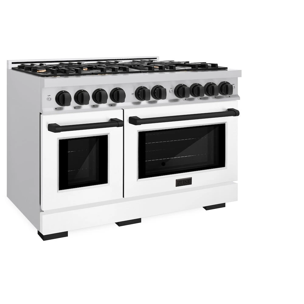 ZLINE Autograph Edition 48 In. 6.7 Cu. Ft. Select Double Oven Dual Fuel Range With 8 Burner Gas Cooktop In Stainless Steel With White Matte Door And Matte Black Accents (HDRZ-WM-48-MB)(Zline Autograph Edition 48 Select Dual Fuel Range Stainless Steel White Matte Matte Black Hdrz Wm 48 Mb) 5 ZLINE Autograph Edition 48 In. 6.7 Cu. Ft. Select Double Oven Dual Fuel Range With 8 Burner Gas Cooktop In Stainless Steel With White Matte Door And Matte Black Accents (HDRZ-WM-48-MB)(Zline Autograph Edition 48 Select Dual Fuel Range Stainless Steel White Matte Matte Black Hdrz Wm 48 Mb) - Image 5