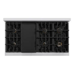 ZLINE Autograph Edition 48 In. 6.7 Cu. Ft. Select Double Oven Dual Fuel Range With 8 Burner Gas Cooktop In Stainless Steel With White Matte Door And Matte Black Accents (HDRZ-WM-48-MB)(Zline Autograph Edition 48 Select Dual Fuel Range Stainless Steel White Matte Matte Black Hdrz Wm 48 Mb) 17 ZLINE Autograph Edition 48 In. 6.7 Cu. Ft. Select Double Oven Dual Fuel Range With 8 Burner Gas Cooktop In Stainless Steel With White Matte Door And Matte Black Accents (HDRZ-WM-48-MB)(Zline Autograph Edition 48 Select Dual Fuel Range Stainless Steel White Matte Matte Black Hdrz Wm 48 Mb) -Induction Cooktop Store zline select stainless steel dual fuel range autograph edition matte black HDRZ WM 48 MB top down