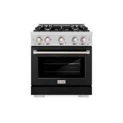 ZLINE 30 In. 4.2 Cu. Ft. Select Gas Range With 4 Burner Cooktop And Convection Gas Oven In Stainless Steel With Black Matte Door (HGR-BLM-30)(Zline 30 Select Gas Range Stainless Steel Black Matte Hgr Blm 30) 18 ZLINE 30 In. 4.2 Cu. Ft. Select Gas Range With 4 Burner Cooktop And Convection Gas Oven In Stainless Steel With Black Matte Door (HGR-BLM-30)(Zline 30 Select Gas Range Stainless Steel Black Matte Hgr Blm 30) -Induction Cooktop Store zline select stainless steel gas range HGR BLM 30 front hero 62d0937e bb41 42d3 a393 83b834d7278c