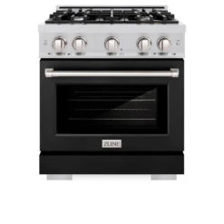 ZLINE 30 In. 4.2 Cu. Ft. Select Gas Range With 4 Burner Cooktop And Convection Gas Oven In Stainless Steel With Black Matte Door (HGR-BLM-30)(Zline 30 Select Gas Range Stainless Steel Black Matte Hgr Blm 30) 16 ZLINE 30 In. 4.2 Cu. Ft. Select Gas Range With 4 Burner Cooktop And Convection Gas Oven In Stainless Steel With Black Matte Door (HGR-BLM-30)(Zline 30 Select Gas Range Stainless Steel Black Matte Hgr Blm 30) -Induction Cooktop Store zline select stainless steel gas range HGR BLM 30 front 8c734bca f6b8 490c a103 18b82d3cd894