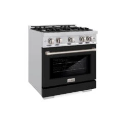 ZLINE 30 In. 4.2 Cu. Ft. Select Gas Range With 4 Burner Cooktop And Convection Gas Oven In Stainless Steel With Black Matte Door (HGR-BLM-30)(Zline 30 Select Gas Range Stainless Steel Black Matte Hgr Blm 30)