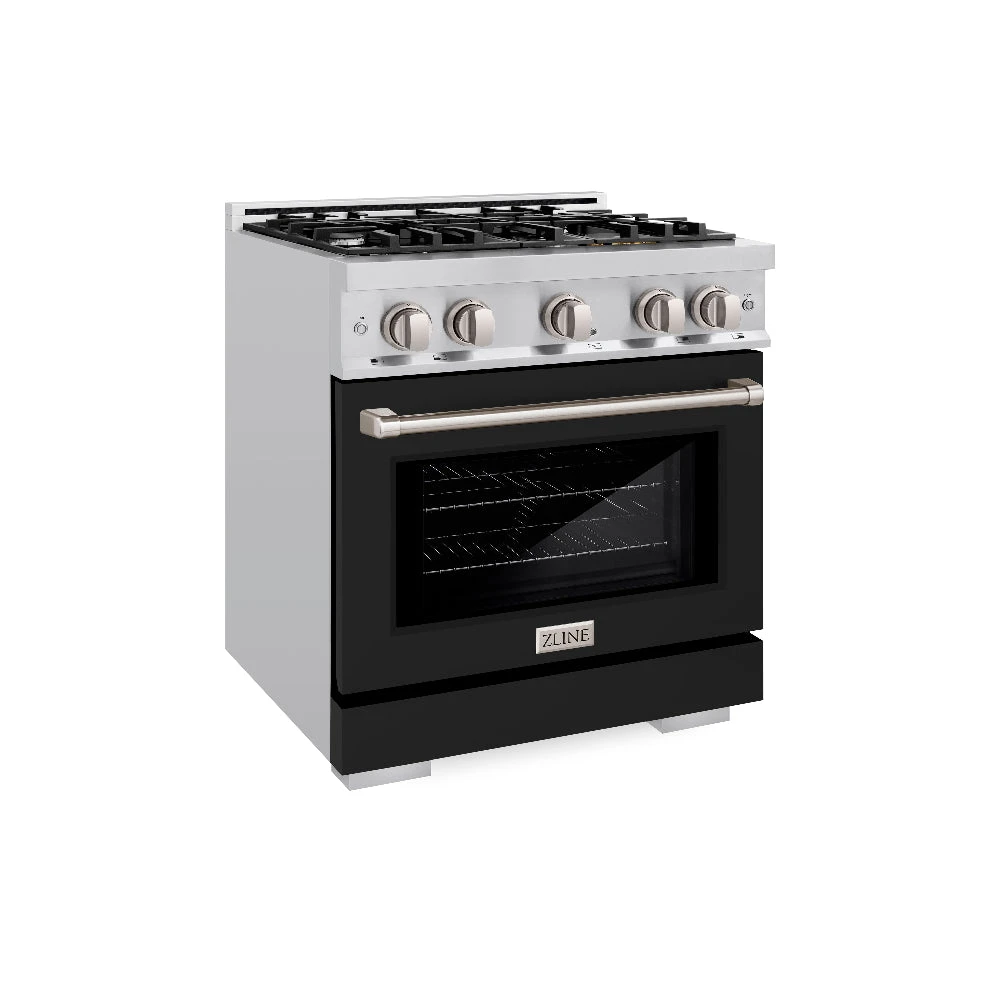 ZLINE 30 In. 4.2 Cu. Ft. Select Gas Range With 4 Burner Cooktop And Convection Gas Oven In Stainless Steel With Black Matte Door (HGR-BLM-30)(Zline 30 Select Gas Range Stainless Steel Black Matte Hgr Blm 30) 1 ZLINE 30 In. 4.2 Cu. Ft. Select Gas Range With 4 Burner Cooktop And Convection Gas Oven In Stainless Steel With Black Matte Door (HGR-BLM-30)(Zline 30 Select Gas Range Stainless Steel Black Matte Hgr Blm 30)