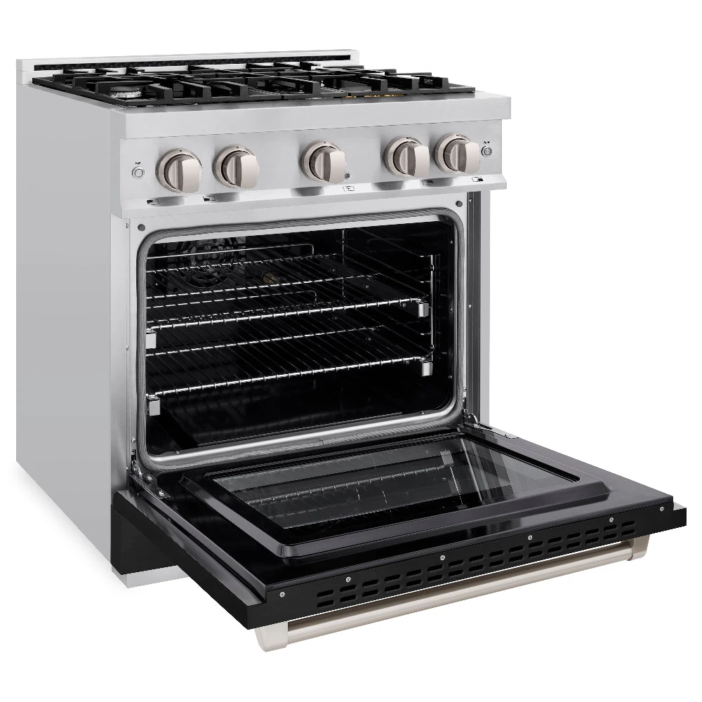 ZLINE 30 In. 4.2 Cu. Ft. Select Gas Range With 4 Burner Cooktop And Convection Gas Oven In Stainless Steel With Black Matte Door (HGR-BLM-30)(Zline 30 Select Gas Range Stainless Steel Black Matte Hgr Blm 30) 4 ZLINE 30 In. 4.2 Cu. Ft. Select Gas Range With 4 Burner Cooktop And Convection Gas Oven In Stainless Steel With Black Matte Door (HGR-BLM-30)(Zline 30 Select Gas Range Stainless Steel Black Matte Hgr Blm 30) - Image 4