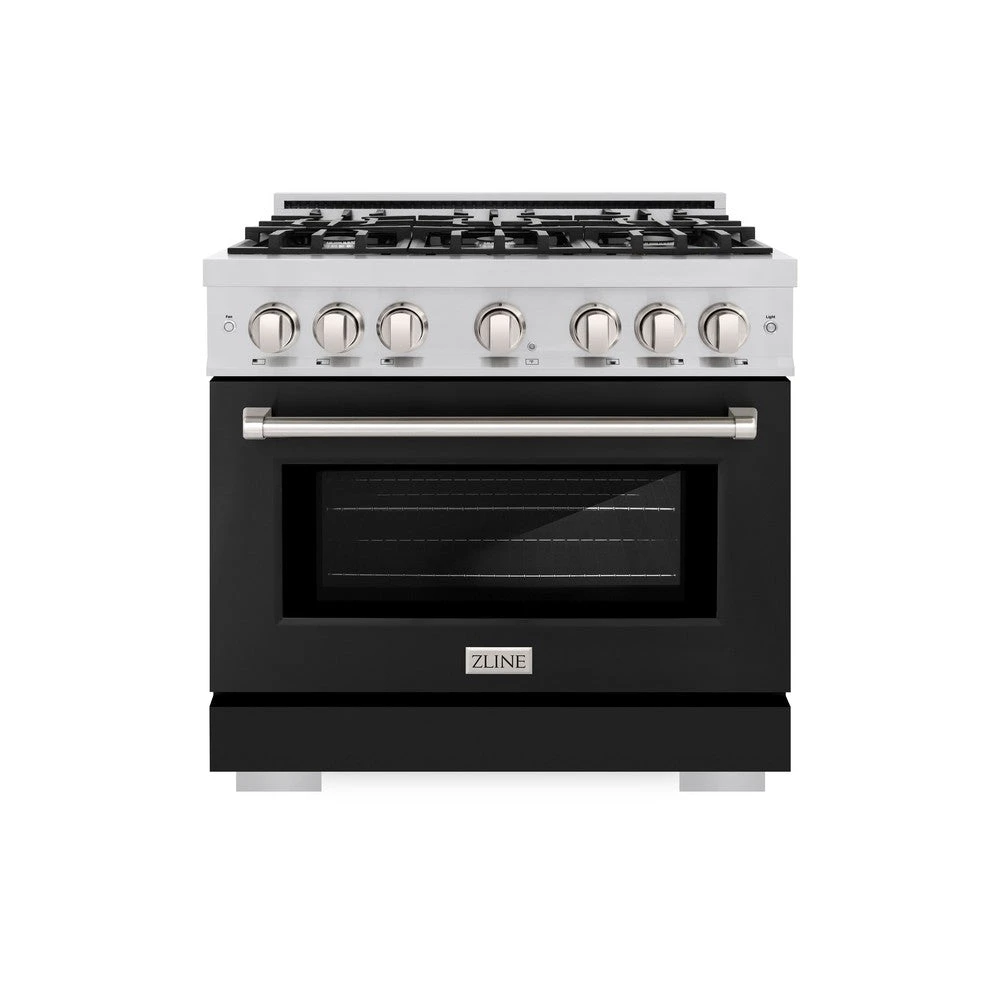ZLINE 36 In. 5.2 Cu. Ft. Select Gas Range With 6 Burner Cooktop And Convection Gas Oven In Stainless Steel With Black Matte Door (HGR-BLM-36)(Zline 36 Select Gas Range Stainless Steel Black Matte Hgr Blm 36) 2 ZLINE 36 In. 5.2 Cu. Ft. Select Gas Range With 6 Burner Cooktop And Convection Gas Oven In Stainless Steel With Black Matte Door (HGR-BLM-36)(Zline 36 Select Gas Range Stainless Steel Black Matte Hgr Blm 36) - Image 2