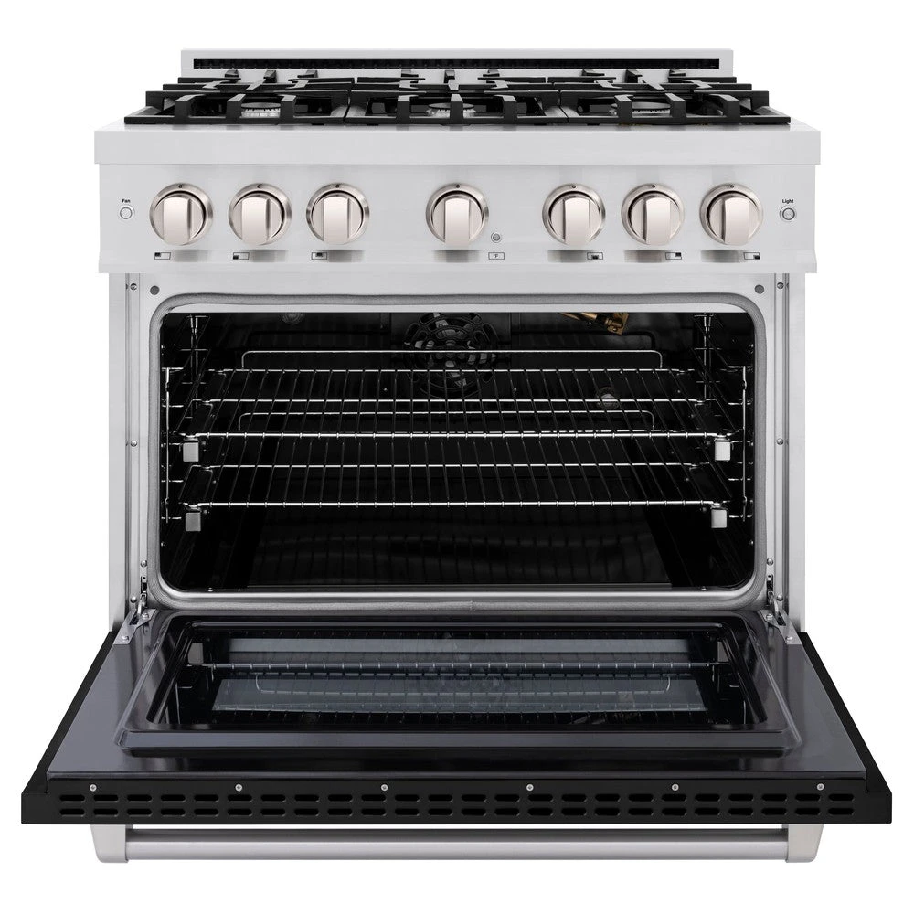 ZLINE 36 In. 5.2 Cu. Ft. Select Gas Range With 6 Burner Cooktop And Convection Gas Oven In Stainless Steel With Black Matte Door (HGR-BLM-36)(Zline 36 Select Gas Range Stainless Steel Black Matte Hgr Blm 36) 6 ZLINE 36 In. 5.2 Cu. Ft. Select Gas Range With 6 Burner Cooktop And Convection Gas Oven In Stainless Steel With Black Matte Door (HGR-BLM-36)(Zline 36 Select Gas Range Stainless Steel Black Matte Hgr Blm 36) - Image 6