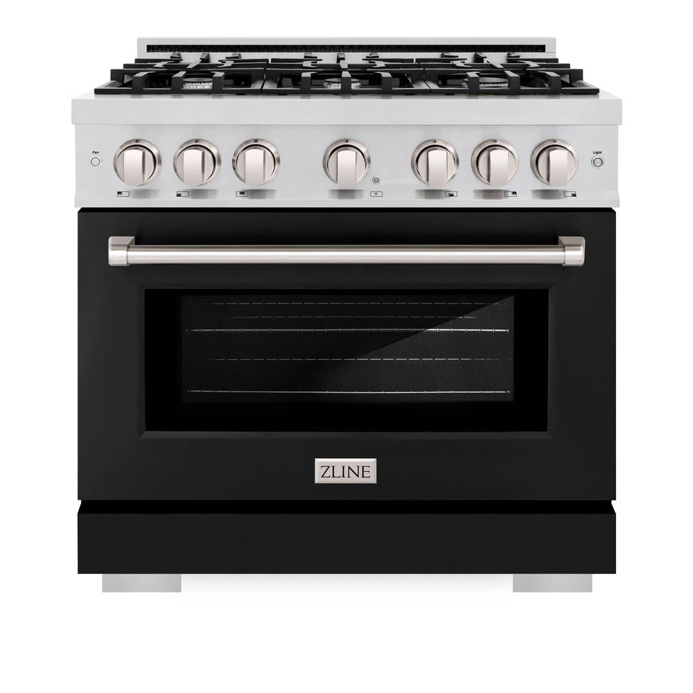 ZLINE 36 In. 5.2 Cu. Ft. Select Gas Range With 6 Burner Cooktop And Convection Gas Oven In Stainless Steel With Black Matte Door (HGR-BLM-36)(Zline 36 Select Gas Range Stainless Steel Black Matte Hgr Blm 36) 5 ZLINE 36 In. 5.2 Cu. Ft. Select Gas Range With 6 Burner Cooktop And Convection Gas Oven In Stainless Steel With Black Matte Door (HGR-BLM-36)(Zline 36 Select Gas Range Stainless Steel Black Matte Hgr Blm 36) - Image 5