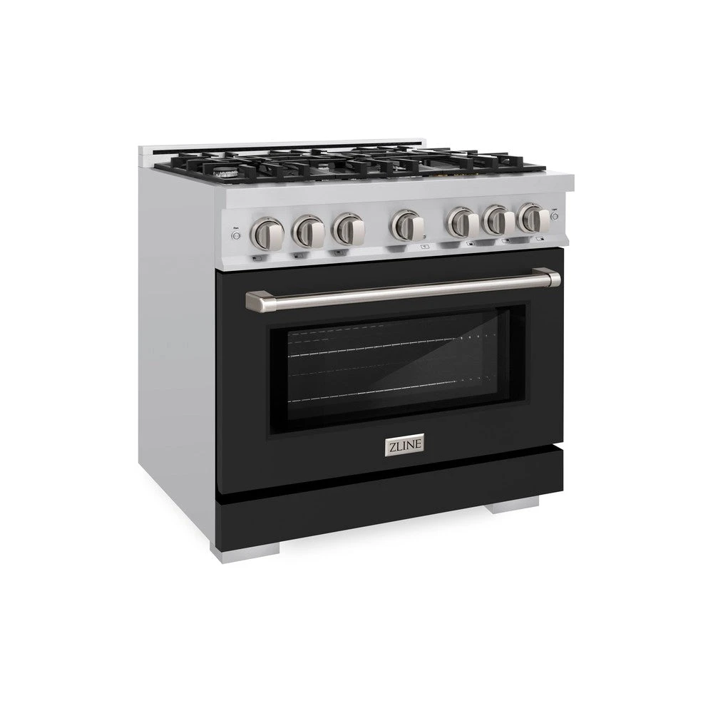 ZLINE 36 In. 5.2 Cu. Ft. Select Gas Range With 6 Burner Cooktop And Convection Gas Oven In Stainless Steel With Black Matte Door (HGR-BLM-36)(Zline 36 Select Gas Range Stainless Steel Black Matte Hgr Blm 36) 1 ZLINE 36 In. 5.2 Cu. Ft. Select Gas Range With 6 Burner Cooktop And Convection Gas Oven In Stainless Steel With Black Matte Door (HGR-BLM-36)(Zline 36 Select Gas Range Stainless Steel Black Matte Hgr Blm 36)