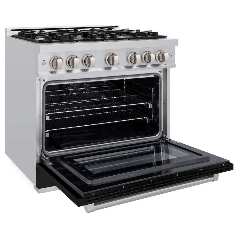 ZLINE 36 In. 5.2 Cu. Ft. Select Gas Range With 6 Burner Cooktop And Convection Gas Oven In Stainless Steel With Black Matte Door (HGR-BLM-36)(Zline 36 Select Gas Range Stainless Steel Black Matte Hgr Blm 36) 4 ZLINE 36 In. 5.2 Cu. Ft. Select Gas Range With 6 Burner Cooktop And Convection Gas Oven In Stainless Steel With Black Matte Door (HGR-BLM-36)(Zline 36 Select Gas Range Stainless Steel Black Matte Hgr Blm 36) - Image 4
