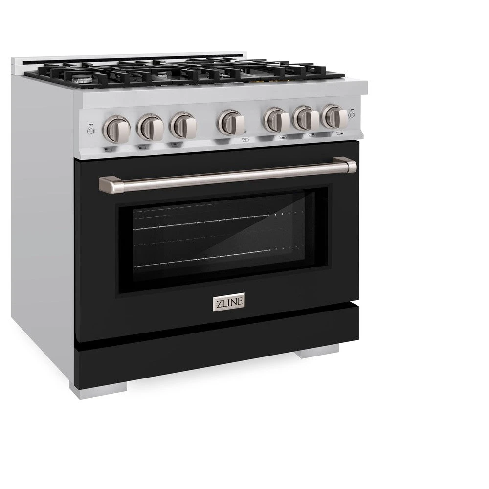 ZLINE 36 In. 5.2 Cu. Ft. Select Gas Range With 6 Burner Cooktop And Convection Gas Oven In Stainless Steel With Black Matte Door (HGR-BLM-36)(Zline 36 Select Gas Range Stainless Steel Black Matte Hgr Blm 36) 3 ZLINE 36 In. 5.2 Cu. Ft. Select Gas Range With 6 Burner Cooktop And Convection Gas Oven In Stainless Steel With Black Matte Door (HGR-BLM-36)(Zline 36 Select Gas Range Stainless Steel Black Matte Hgr Blm 36) - Image 3