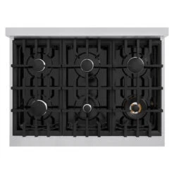 ZLINE 36 In. 5.2 Cu. Ft. Select Gas Range With 6 Burner Cooktop And Convection Gas Oven In Stainless Steel With Black Matte Door (HGR-BLM-36)(Zline 36 Select Gas Range Stainless Steel Black Matte Hgr Blm 36) 18 ZLINE 36 In. 5.2 Cu. Ft. Select Gas Range With 6 Burner Cooktop And Convection Gas Oven In Stainless Steel With Black Matte Door (HGR-BLM-36)(Zline 36 Select Gas Range Stainless Steel Black Matte Hgr Blm 36) -Induction Cooktop Store zline select stainless steel gas range HGR BLM 36 top down
