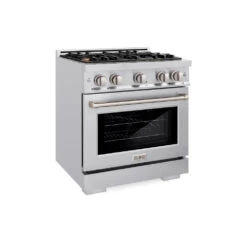 ZLINE 30 In. 4.2 Cu. Ft. Select Gas Range With Convection Gas Oven In Stainless Steel With 4 Brass Burners (HGR-BR-30)(Zline 30 Select Gas Range Stainless Steel Brass Burners Hgr Br 30)