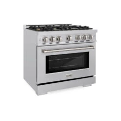 ZLINE 36 In. 5.2 Cu. Ft. Select Gas Range With Convection Gas Oven In Stainless Steel With 6 Brass Burners (HGR-BR-36)(Zline 36 Select Gas Range Stainless Steel Brass Burners Hgr Br 36)