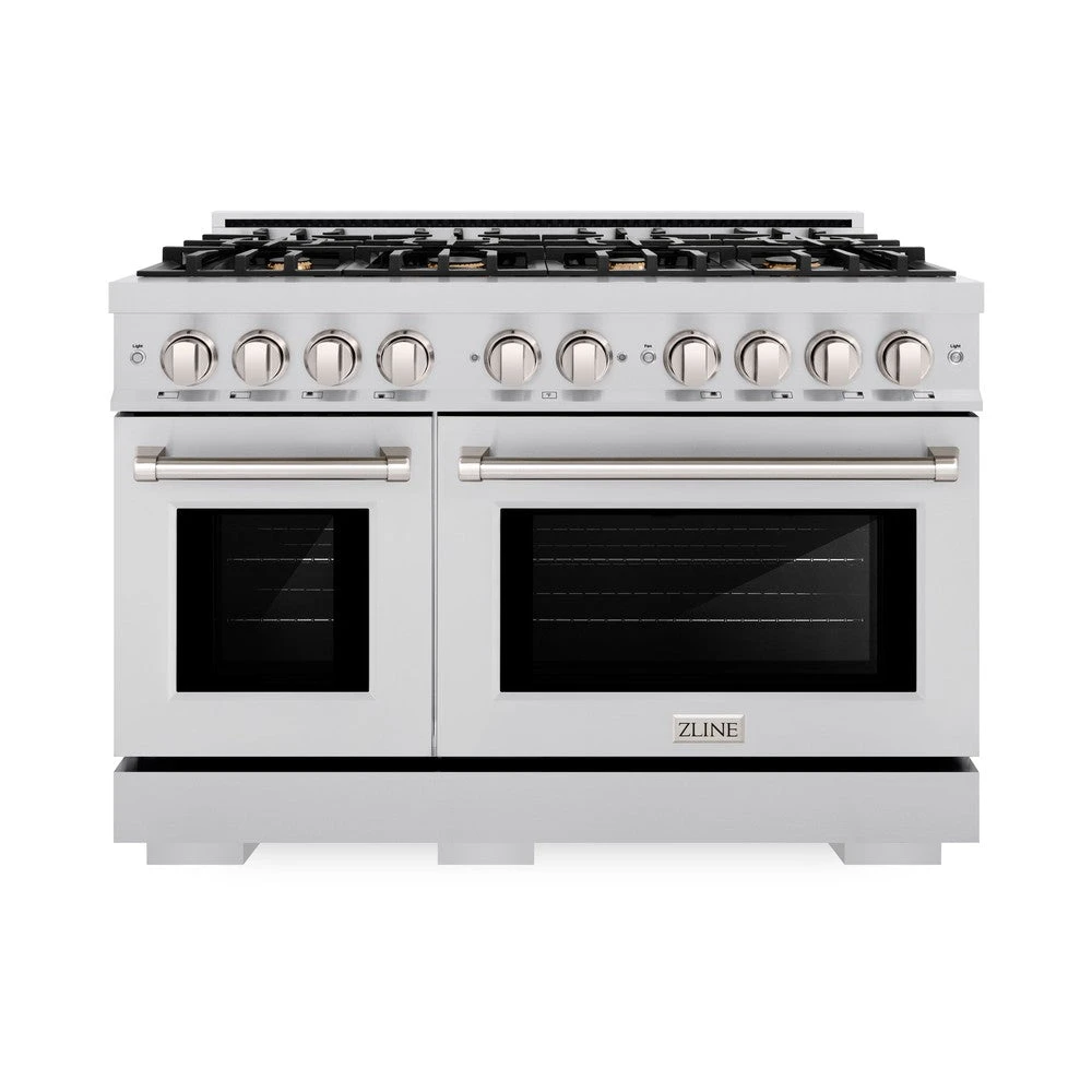 ZLINE 48 In. 6.7 Cu. Ft. Select Double Oven Gas Range In Stainless Steel With 8 Brass Burners (HGR-BR-48)(Zline 48 Select Gas Range Stainless Steel Brass Burners Hgr Br 48) 2 ZLINE 48 In. 6.7 Cu. Ft. Select Double Oven Gas Range In Stainless Steel With 8 Brass Burners (HGR-BR-48)(Zline 48 Select Gas Range Stainless Steel Brass Burners Hgr Br 48) - Image 2