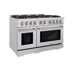 ZLINE 48 In. 6.7 Cu. Ft. Select Double Oven Gas Range In Stainless Steel With 8 Brass Burners (HGR-BR-48)(Zline 48 Select Gas Range Stainless Steel Brass Burners Hgr Br 48)