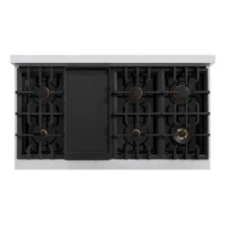 ZLINE 48 In. 6.7 Cu. Ft. Select Double Oven Gas Range In Stainless Steel With 8 Brass Burners (HGR-BR-48)(Zline 48 Select Gas Range Stainless Steel Brass Burners Hgr Br 48) 13 ZLINE 48 In. 6.7 Cu. Ft. Select Double Oven Gas Range In Stainless Steel With 8 Brass Burners (HGR-BR-48)(Zline 48 Select Gas Range Stainless Steel Brass Burners Hgr Br 48) -Induction Cooktop Store zline select stainless steel gas range HGR BR 48 top down