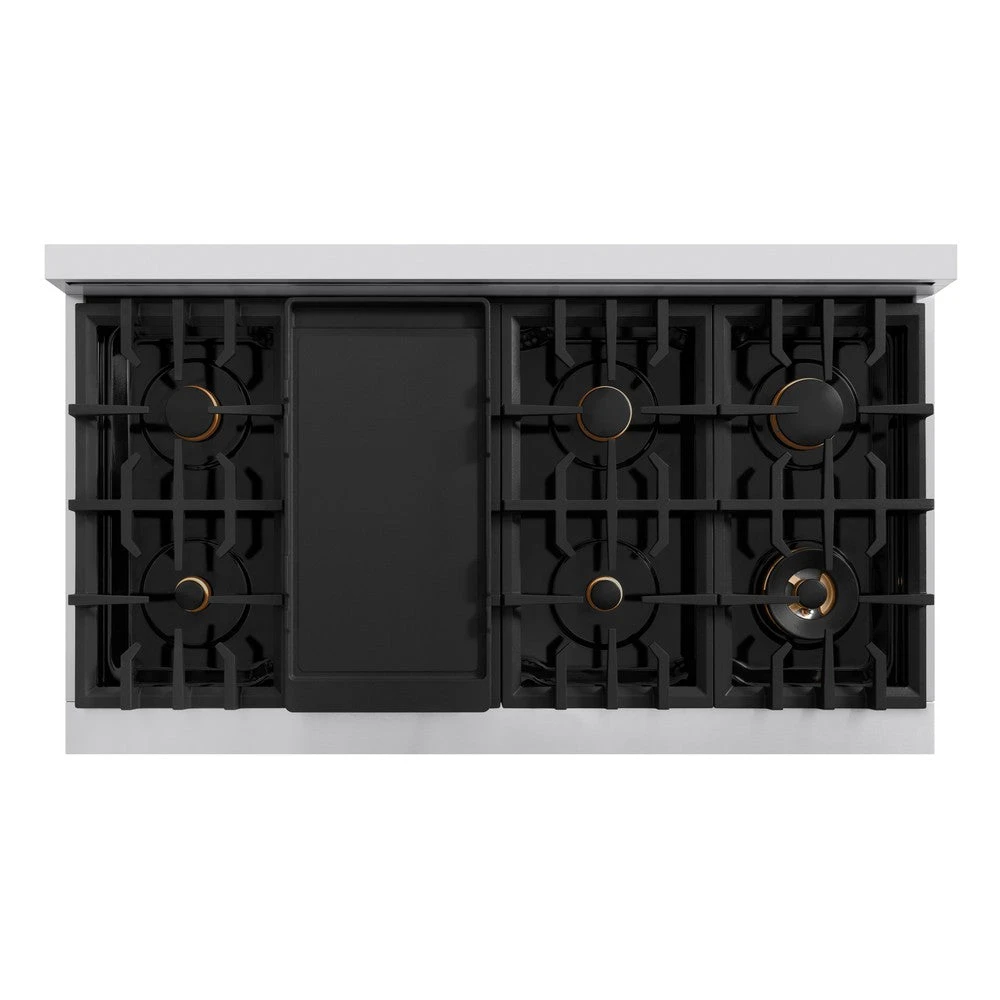ZLINE 48 In. 6.7 Cu. Ft. Select Double Oven Gas Range In Stainless Steel With 8 Brass Burners (HGR-BR-48)(Zline 48 Select Gas Range Stainless Steel Brass Burners Hgr Br 48) 3 ZLINE 48 In. 6.7 Cu. Ft. Select Double Oven Gas Range In Stainless Steel With 8 Brass Burners (HGR-BR-48)(Zline 48 Select Gas Range Stainless Steel Brass Burners Hgr Br 48) - Image 3