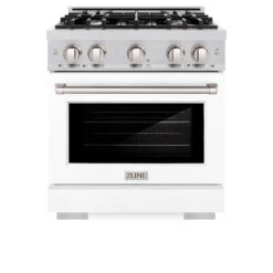 ZLINE 30 In. 4.2 Cu. Ft. Select Gas Range With 4 Burner Cooktop And Convection Gas Oven In Stainless Steel With White Matte Door (HGR-WM-30)(Zline 30 Select Gas Range Stainless Steel White Matte Hgr Wm 30) 15 ZLINE 30 In. 4.2 Cu. Ft. Select Gas Range With 4 Burner Cooktop And Convection Gas Oven In Stainless Steel With White Matte Door (HGR-WM-30)(Zline 30 Select Gas Range Stainless Steel White Matte Hgr Wm 30) -Induction Cooktop Store zline select stainless steel gas range HGR WM 30 front
