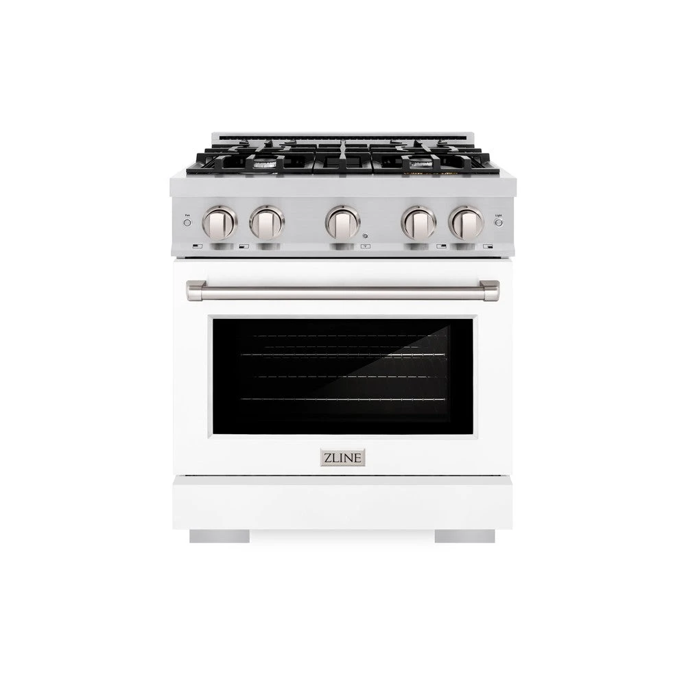 ZLINE 30 In. 4.2 Cu. Ft. Select Gas Range With 4 Burner Cooktop And Convection Gas Oven In Stainless Steel With White Matte Door (HGR-WM-30)(Zline 30 Select Gas Range Stainless Steel White Matte Hgr Wm 30) 2 ZLINE 30 In. 4.2 Cu. Ft. Select Gas Range With 4 Burner Cooktop And Convection Gas Oven In Stainless Steel With White Matte Door (HGR-WM-30)(Zline 30 Select Gas Range Stainless Steel White Matte Hgr Wm 30) - Image 2