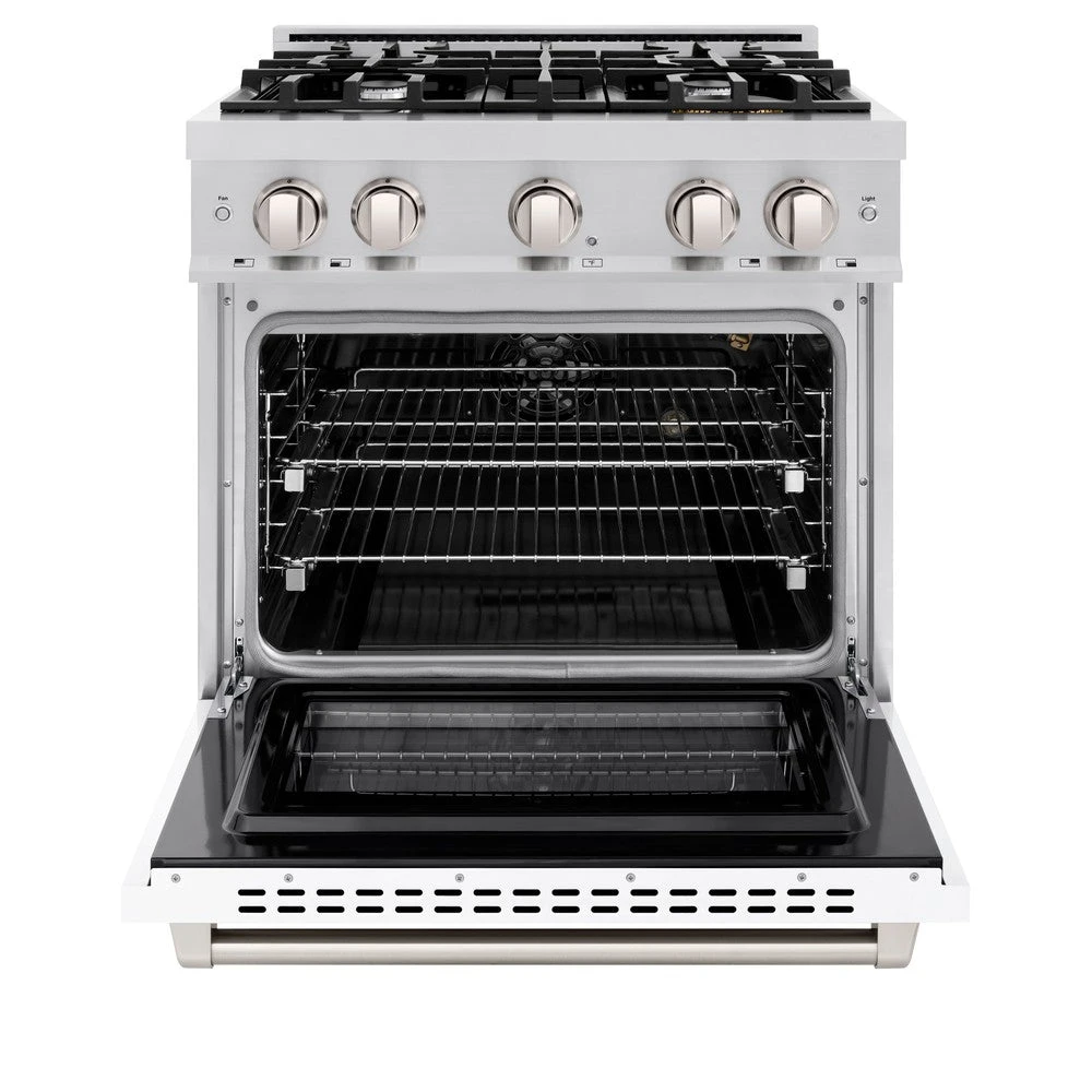 ZLINE 30 In. 4.2 Cu. Ft. Select Gas Range With 4 Burner Cooktop And Convection Gas Oven In Stainless Steel With White Matte Door (HGR-WM-30)(Zline 30 Select Gas Range Stainless Steel White Matte Hgr Wm 30) 6 ZLINE 30 In. 4.2 Cu. Ft. Select Gas Range With 4 Burner Cooktop And Convection Gas Oven In Stainless Steel With White Matte Door (HGR-WM-30)(Zline 30 Select Gas Range Stainless Steel White Matte Hgr Wm 30) - Image 6