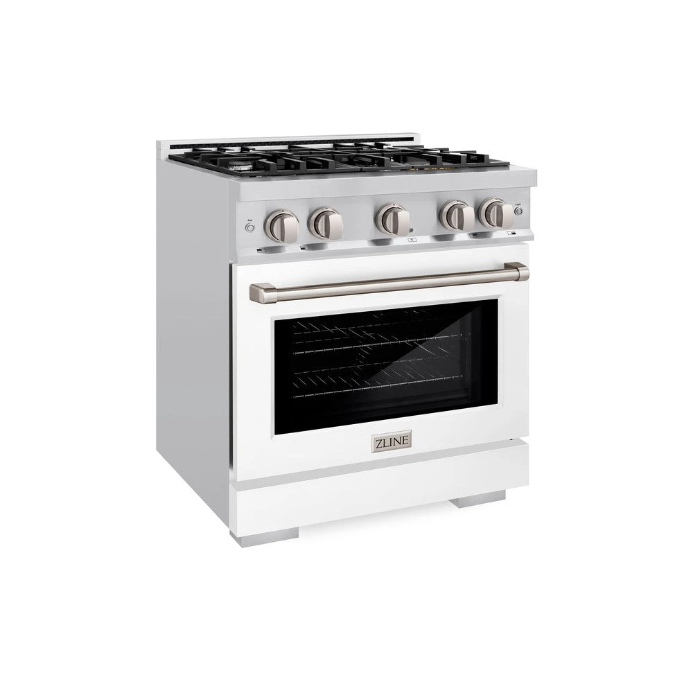 ZLINE 30 In. 4.2 Cu. Ft. Select Gas Range With 4 Burner Cooktop And Convection Gas Oven In Stainless Steel With White Matte Door (HGR-WM-30)(Zline 30 Select Gas Range Stainless Steel White Matte Hgr Wm 30) 1 ZLINE 30 In. 4.2 Cu. Ft. Select Gas Range With 4 Burner Cooktop And Convection Gas Oven In Stainless Steel With White Matte Door (HGR-WM-30)(Zline 30 Select Gas Range Stainless Steel White Matte Hgr Wm 30)