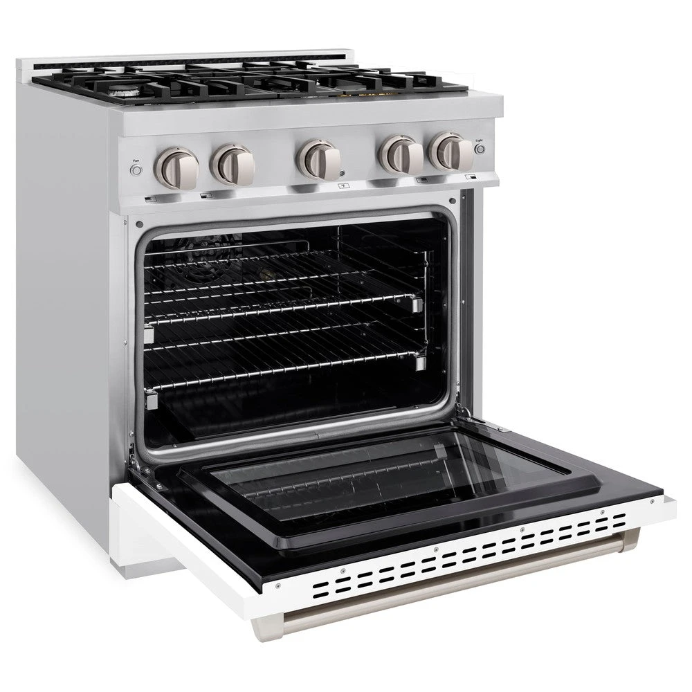 ZLINE 30 In. 4.2 Cu. Ft. Select Gas Range With 4 Burner Cooktop And Convection Gas Oven In Stainless Steel With White Matte Door (HGR-WM-30)(Zline 30 Select Gas Range Stainless Steel White Matte Hgr Wm 30) 4 ZLINE 30 In. 4.2 Cu. Ft. Select Gas Range With 4 Burner Cooktop And Convection Gas Oven In Stainless Steel With White Matte Door (HGR-WM-30)(Zline 30 Select Gas Range Stainless Steel White Matte Hgr Wm 30) - Image 4