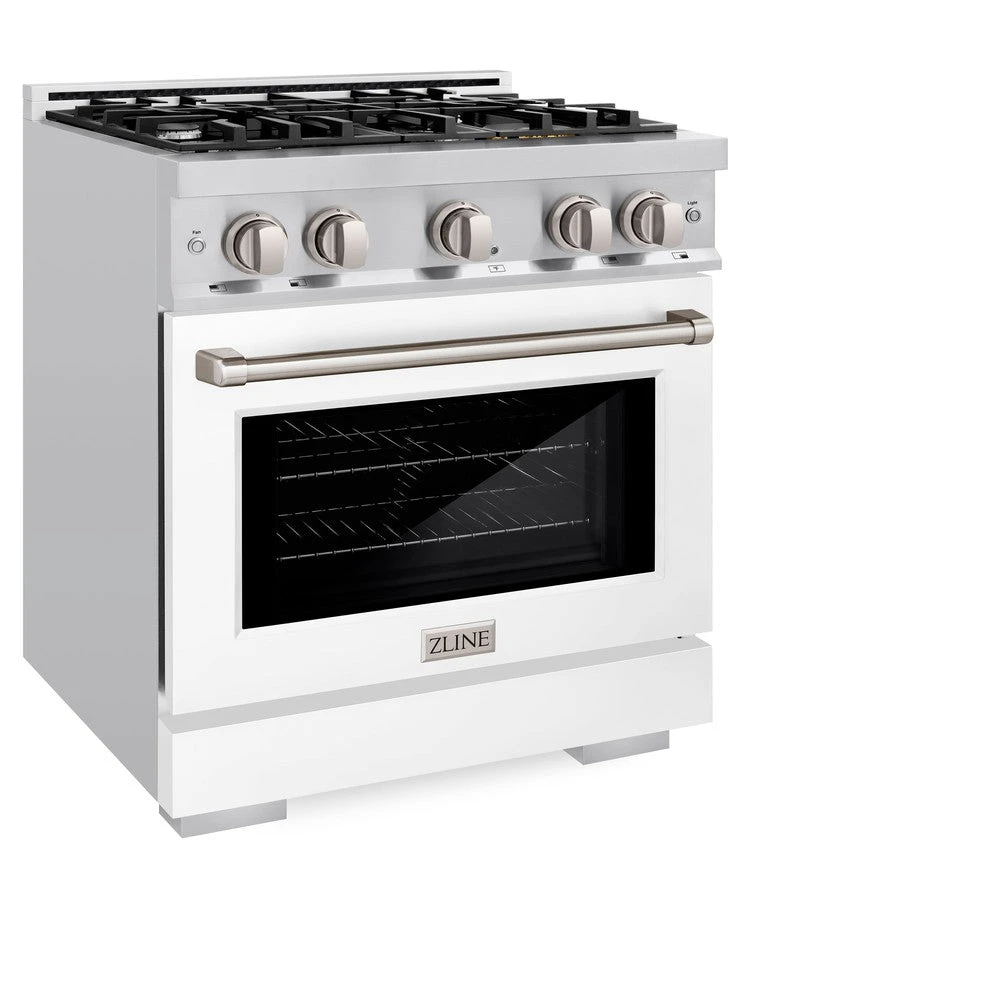 ZLINE 30 In. 4.2 Cu. Ft. Select Gas Range With 4 Burner Cooktop And Convection Gas Oven In Stainless Steel With White Matte Door (HGR-WM-30)(Zline 30 Select Gas Range Stainless Steel White Matte Hgr Wm 30) 3 ZLINE 30 In. 4.2 Cu. Ft. Select Gas Range With 4 Burner Cooktop And Convection Gas Oven In Stainless Steel With White Matte Door (HGR-WM-30)(Zline 30 Select Gas Range Stainless Steel White Matte Hgr Wm 30) - Image 3
