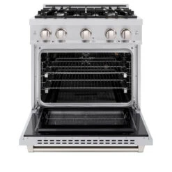ZLINE 30 In. 4.2 Cu. Ft. Select Gas Range With 4 Burner Cooktop And Convection Gas Oven In Stainless Steel (HGR30)(Zline 30 Select Gas Range Stainless Steel Hgr30) -Induction Cooktop Store zline select stainless steel gas range HGR30 front open