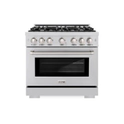 ZLINE 36 In. 5.2 Cu. Ft. Select Gas Range With 6 Burner Cooktop And Convection Gas Oven In Stainless Steel (HGR36)(Zline 36 Select Gas Range Stainless Steel Hgr36) -Induction Cooktop Store zline select stainless steel gas range HGR36 front hero