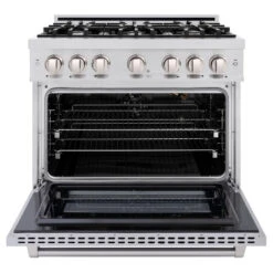 ZLINE 36 In. 5.2 Cu. Ft. Select Gas Range With 6 Burner Cooktop And Convection Gas Oven In Stainless Steel (HGR36)(Zline 36 Select Gas Range Stainless Steel Hgr36) -Induction Cooktop Store zline select stainless steel gas range HGR36 front open