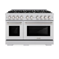 ZLINE 48 In. 6.7 Cu. Ft. Select Double Oven Gas Range With 8 Burner Cooktop In Stainless Steel (HGR48)(Zline 48 Select Gas Range Stainless Steel Hgr48) -Induction Cooktop Store zline select stainless steel gas range HGR48 front