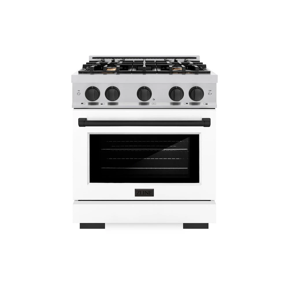 ZLINE Autograph Edition 30 In. 4.2 Cu. Ft. Select Gas Range With 4 Burner Cooktop And Convection Gas Oven In Stainless Steel With White Matte Door And Matte Black Accents (HGRZ-WM-30-MB)(Zline Autograph Edition 30 Select Gas Range Stainless Steel White Matte Matte Black Hgrz Wm 30 Mb) 2 ZLINE Autograph Edition 30 In. 4.2 Cu. Ft. Select Gas Range With 4 Burner Cooktop And Convection Gas Oven In Stainless Steel With White Matte Door And Matte Black Accents (HGRZ-WM-30-MB)(Zline Autograph Edition 30 Select Gas Range Stainless Steel White Matte Matte Black Hgrz Wm 30 Mb) - Image 2
