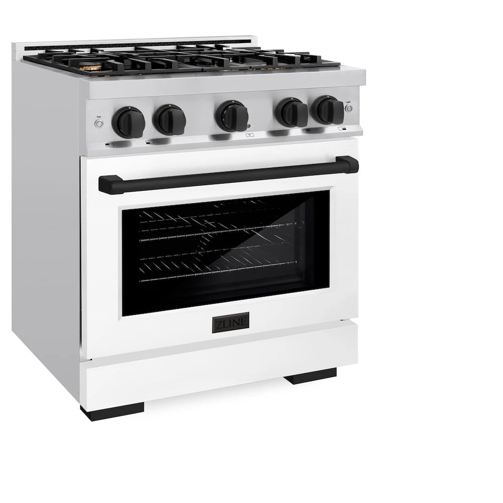 ZLINE Autograph Edition 30 In. 4.2 Cu. Ft. Select Gas Range With 4 Burner Cooktop And Convection Gas Oven In Stainless Steel With White Matte Door And Matte Black Accents (HGRZ-WM-30-MB)(Zline Autograph Edition 30 Select Gas Range Stainless Steel White Matte Matte Black Hgrz Wm 30 Mb) 5 ZLINE Autograph Edition 30 In. 4.2 Cu. Ft. Select Gas Range With 4 Burner Cooktop And Convection Gas Oven In Stainless Steel With White Matte Door And Matte Black Accents (HGRZ-WM-30-MB)(Zline Autograph Edition 30 Select Gas Range Stainless Steel White Matte Matte Black Hgrz Wm 30 Mb) - Image 5