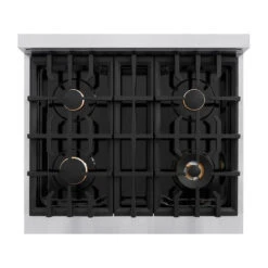 ZLINE Autograph Edition 30 In. 4.2 Cu. Ft. Select Gas Range With 4 Burner Cooktop And Convection Gas Oven In Stainless Steel With White Matte Door And Matte Black Accents (HGRZ-WM-30-MB)(Zline Autograph Edition 30 Select Gas Range Stainless Steel White Matte Matte Black Hgrz Wm 30 Mb) 16 ZLINE Autograph Edition 30 In. 4.2 Cu. Ft. Select Gas Range With 4 Burner Cooktop And Convection Gas Oven In Stainless Steel With White Matte Door And Matte Black Accents (HGRZ-WM-30-MB)(Zline Autograph Edition 30 Select Gas Range Stainless Steel White Matte Matte Black Hgrz Wm 30 Mb) -Induction Cooktop Store zline select stainless steel gas range autograph edition matte black HGRZ WM 30 MB top down