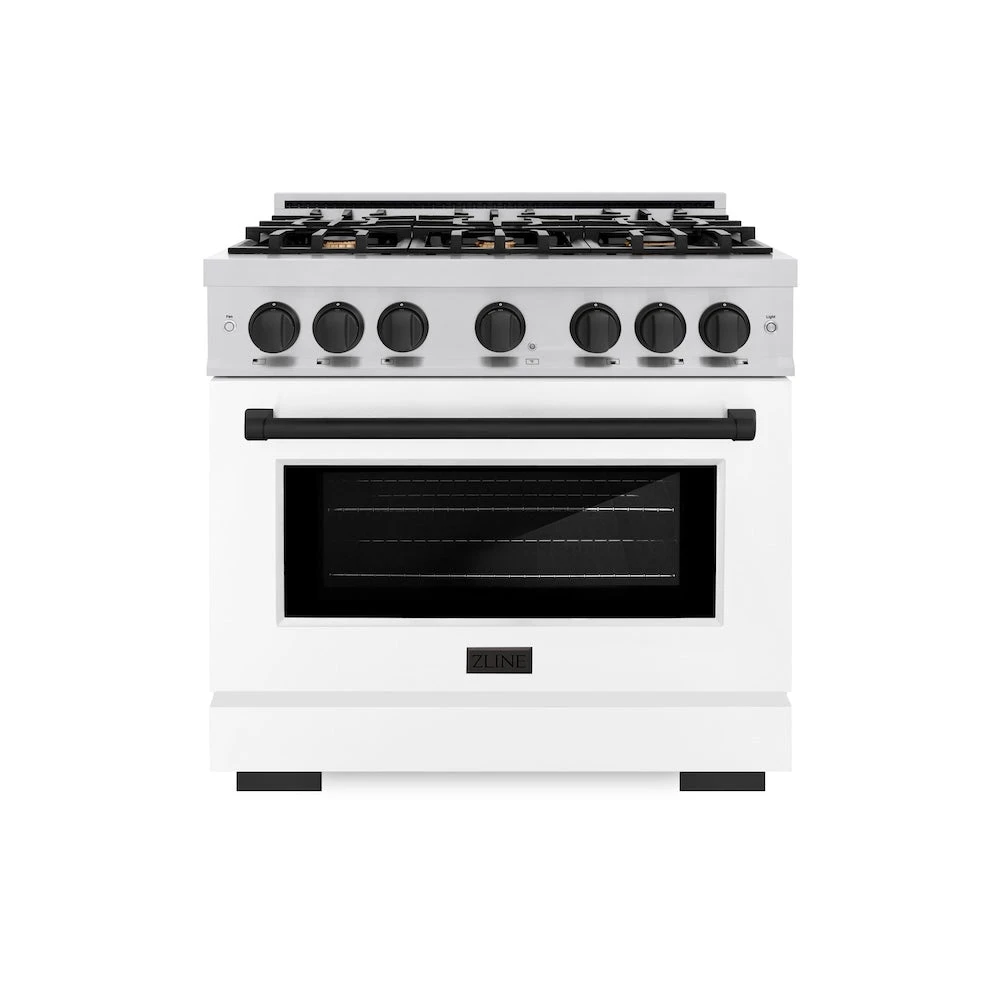 ZLINE Autograph Edition 36 In. 5.2 Cu. Ft. Select Gas Range With 6 Burner Cooktop And Convection Gas Oven In Stainless Steel With White Matte Door And Matte Black Accents (HGRZ-WM-36-MB)(Zline Autograph Edition 36 Select Gas Range Stainless Steel White Matte Matte Black Hgrz Wm 36 Mb) 2 ZLINE Autograph Edition 36 In. 5.2 Cu. Ft. Select Gas Range With 6 Burner Cooktop And Convection Gas Oven In Stainless Steel With White Matte Door And Matte Black Accents (HGRZ-WM-36-MB)(Zline Autograph Edition 36 Select Gas Range Stainless Steel White Matte Matte Black Hgrz Wm 36 Mb) - Image 2