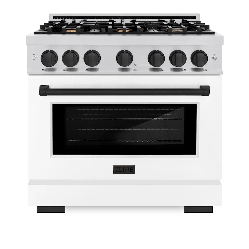 ZLINE Autograph Edition 36 In. 5.2 Cu. Ft. Select Gas Range With 6 Burner Cooktop And Convection Gas Oven In Stainless Steel With White Matte Door And Matte Black Accents (HGRZ-WM-36-MB)(Zline Autograph Edition 36 Select Gas Range Stainless Steel White Matte Matte Black Hgrz Wm 36 Mb) 3 ZLINE Autograph Edition 36 In. 5.2 Cu. Ft. Select Gas Range With 6 Burner Cooktop And Convection Gas Oven In Stainless Steel With White Matte Door And Matte Black Accents (HGRZ-WM-36-MB)(Zline Autograph Edition 36 Select Gas Range Stainless Steel White Matte Matte Black Hgrz Wm 36 Mb) - Image 3