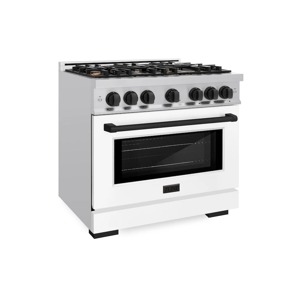 ZLINE Autograph Edition 36 In. 5.2 Cu. Ft. Select Gas Range With 6 Burner Cooktop And Convection Gas Oven In Stainless Steel With White Matte Door And Matte Black Accents (HGRZ-WM-36-MB)(Zline Autograph Edition 36 Select Gas Range Stainless Steel White Matte Matte Black Hgrz Wm 36 Mb) 1 ZLINE Autograph Edition 36 In. 5.2 Cu. Ft. Select Gas Range With 6 Burner Cooktop And Convection Gas Oven In Stainless Steel With White Matte Door And Matte Black Accents (HGRZ-WM-36-MB)(Zline Autograph Edition 36 Select Gas Range Stainless Steel White Matte Matte Black Hgrz Wm 36 Mb)