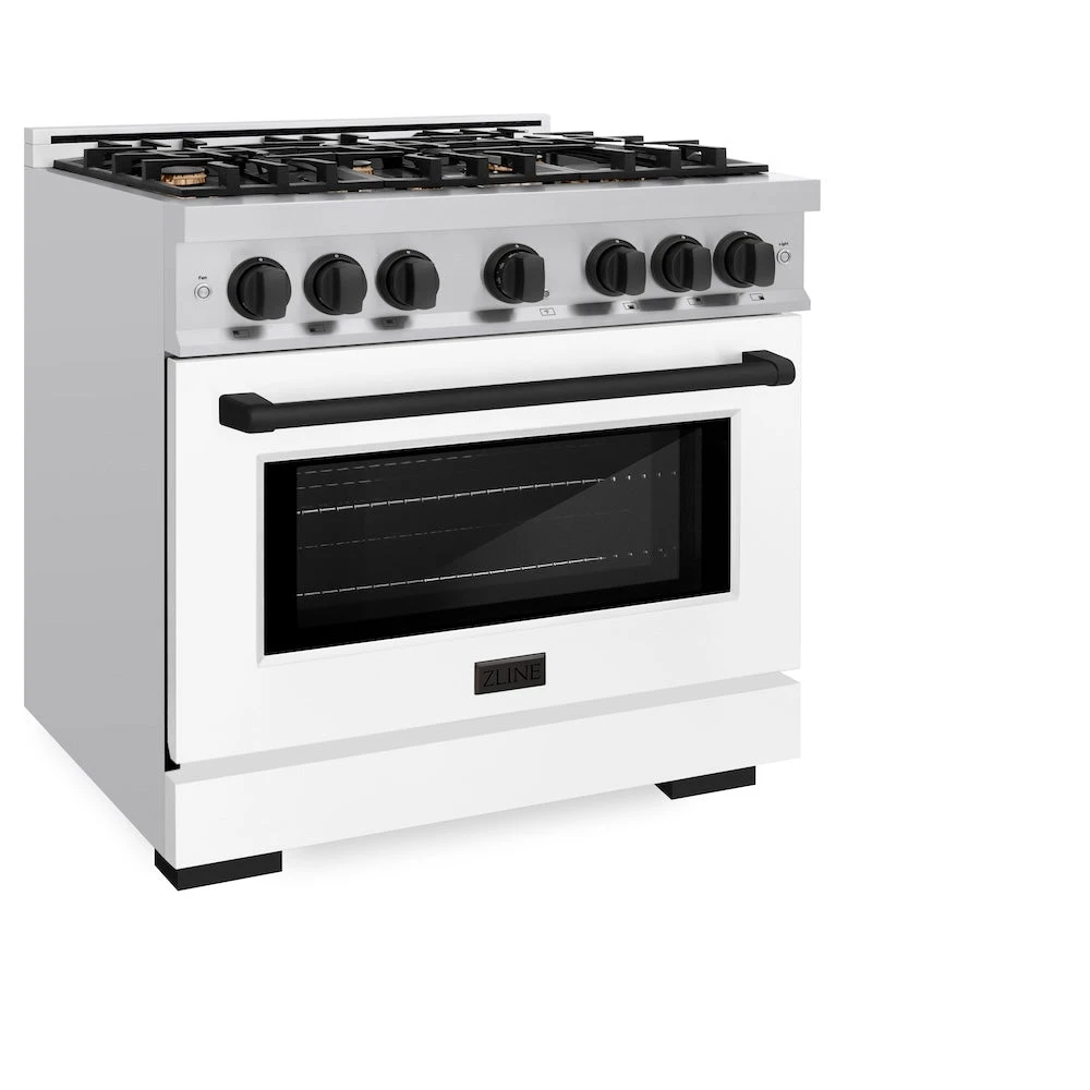 ZLINE Autograph Edition 36 In. 5.2 Cu. Ft. Select Gas Range With 6 Burner Cooktop And Convection Gas Oven In Stainless Steel With White Matte Door And Matte Black Accents (HGRZ-WM-36-MB)(Zline Autograph Edition 36 Select Gas Range Stainless Steel White Matte Matte Black Hgrz Wm 36 Mb) 5 ZLINE Autograph Edition 36 In. 5.2 Cu. Ft. Select Gas Range With 6 Burner Cooktop And Convection Gas Oven In Stainless Steel With White Matte Door And Matte Black Accents (HGRZ-WM-36-MB)(Zline Autograph Edition 36 Select Gas Range Stainless Steel White Matte Matte Black Hgrz Wm 36 Mb) - Image 5