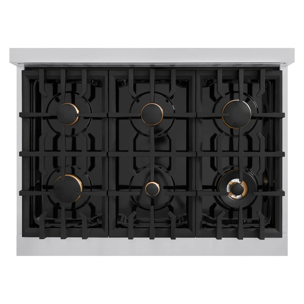 ZLINE Autograph Edition 36 In. 5.2 Cu. Ft. Select Gas Range With 6 Burner Cooktop And Convection Gas Oven In Stainless Steel With White Matte Door And Matte Black Accents (HGRZ-WM-36-MB)(Zline Autograph Edition 36 Select Gas Range Stainless Steel White Matte Matte Black Hgrz Wm 36 Mb) 6 ZLINE Autograph Edition 36 In. 5.2 Cu. Ft. Select Gas Range With 6 Burner Cooktop And Convection Gas Oven In Stainless Steel With White Matte Door And Matte Black Accents (HGRZ-WM-36-MB)(Zline Autograph Edition 36 Select Gas Range Stainless Steel White Matte Matte Black Hgrz Wm 36 Mb) - Image 6