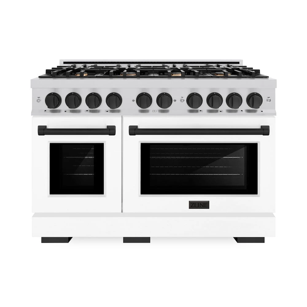 ZLINE Autograph Edition 48 In. 6.7 Cu. Ft. Select Double Oven Gas Range With 8 Burner Cooktop In Stainless Steel With White Matte Doors And Matte Black Accents (HGRZ-WM-48-MB)(Zline Autograph Edition 48 Select Gas Range Stainless Steel White Matte Matte Black Hgrz Wm 48 Mb) 2 ZLINE Autograph Edition 48 In. 6.7 Cu. Ft. Select Double Oven Gas Range With 8 Burner Cooktop In Stainless Steel With White Matte Doors And Matte Black Accents (HGRZ-WM-48-MB)(Zline Autograph Edition 48 Select Gas Range Stainless Steel White Matte Matte Black Hgrz Wm 48 Mb) - Image 2