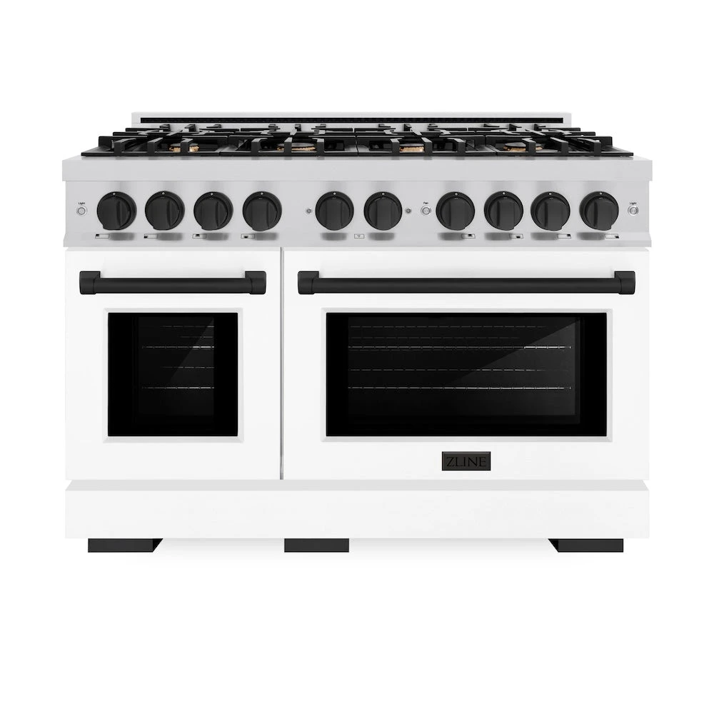 ZLINE Autograph Edition 48 In. 6.7 Cu. Ft. Select Double Oven Gas Range With 8 Burner Cooktop In Stainless Steel With White Matte Doors And Matte Black Accents (HGRZ-WM-48-MB)(Zline Autograph Edition 48 Select Gas Range Stainless Steel White Matte Matte Black Hgrz Wm 48 Mb) 4 ZLINE Autograph Edition 48 In. 6.7 Cu. Ft. Select Double Oven Gas Range With 8 Burner Cooktop In Stainless Steel With White Matte Doors And Matte Black Accents (HGRZ-WM-48-MB)(Zline Autograph Edition 48 Select Gas Range Stainless Steel White Matte Matte Black Hgrz Wm 48 Mb) - Image 4